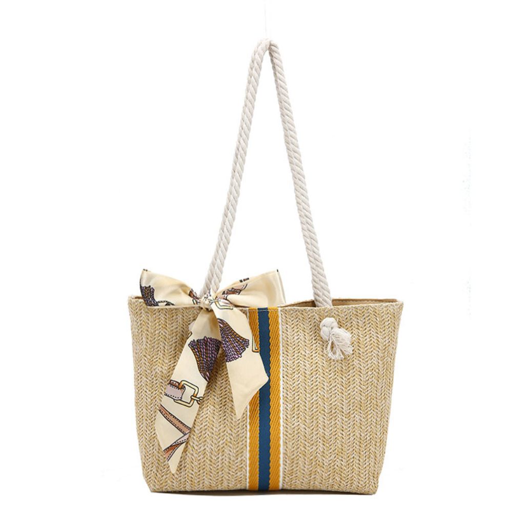 Bowknot Satchel Straw Bag