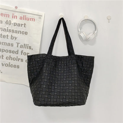 Checkered Textured Shopper Bag