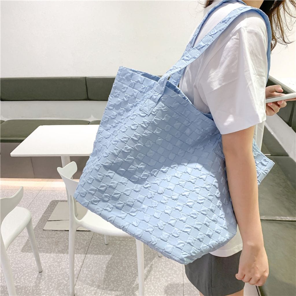 Checkered Textured Shopper Bag