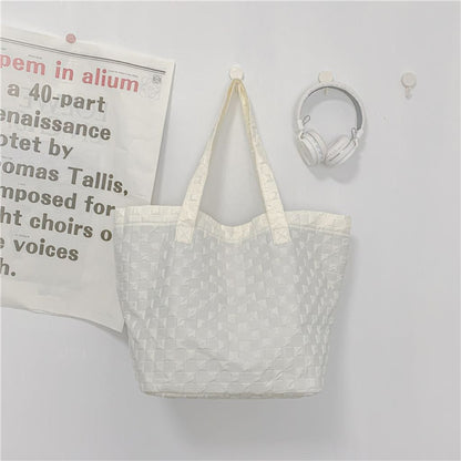 Checkered Textured Shopper Bag