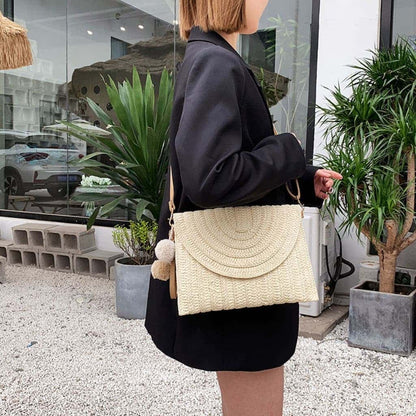 Clutch Crossbody Straw Bag