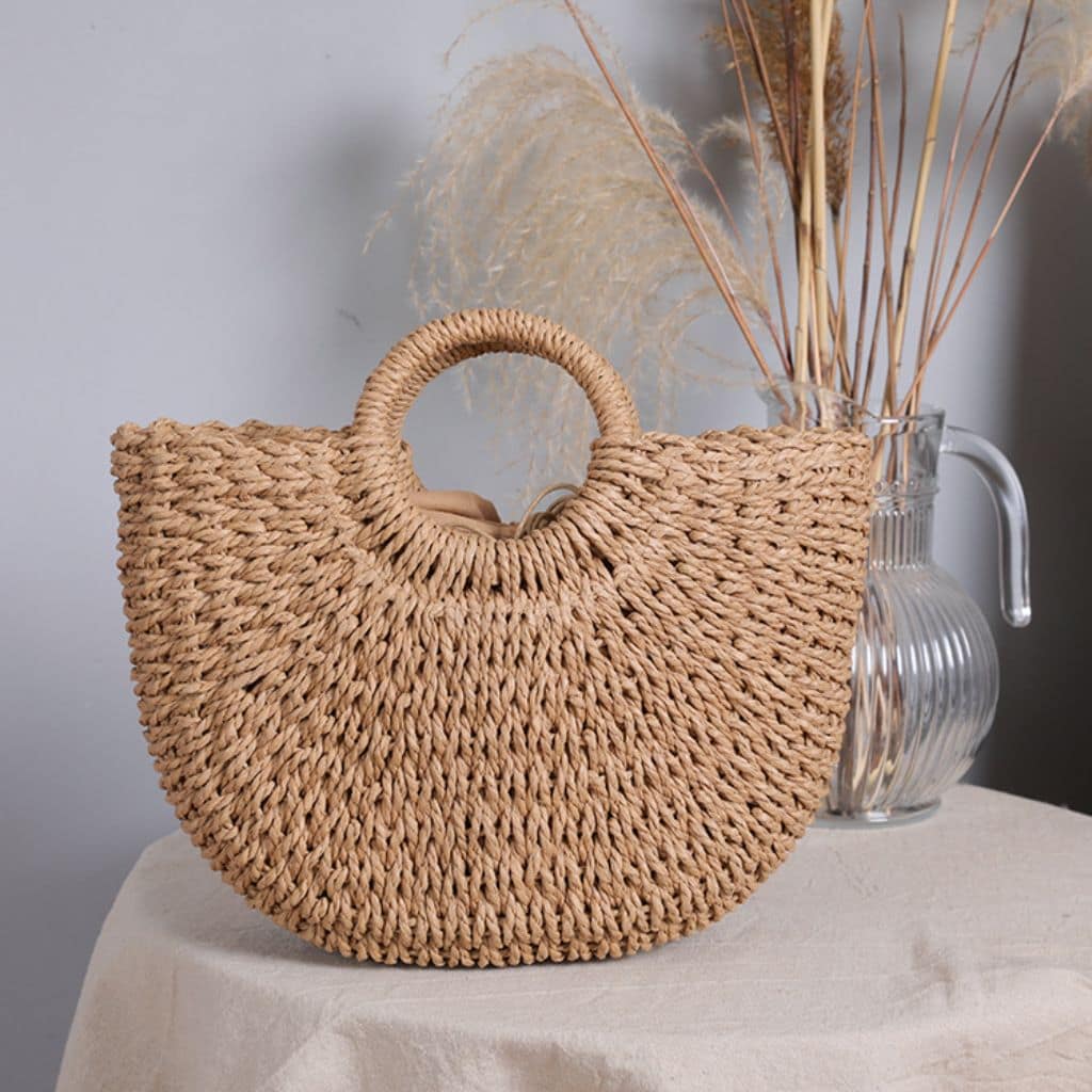 Half-circle Wicker Mini Bag