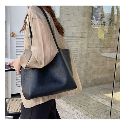 Leather Shoulder Tote Bag