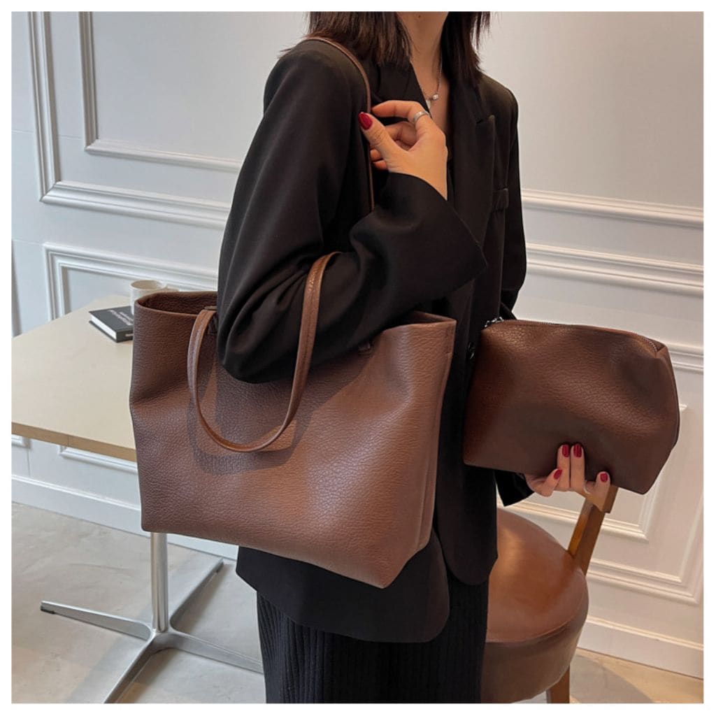 Leather Shoulder Tote Bag