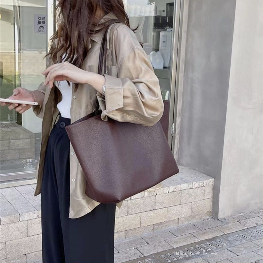 Leather Shoulder Tote Bag