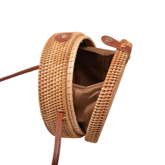 Rattan Hard Case Crossbody Bag