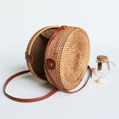 Rattan Hard Case Crossbody Bag