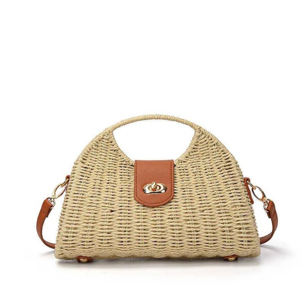 Short Handle Straw  Crossbody Bag