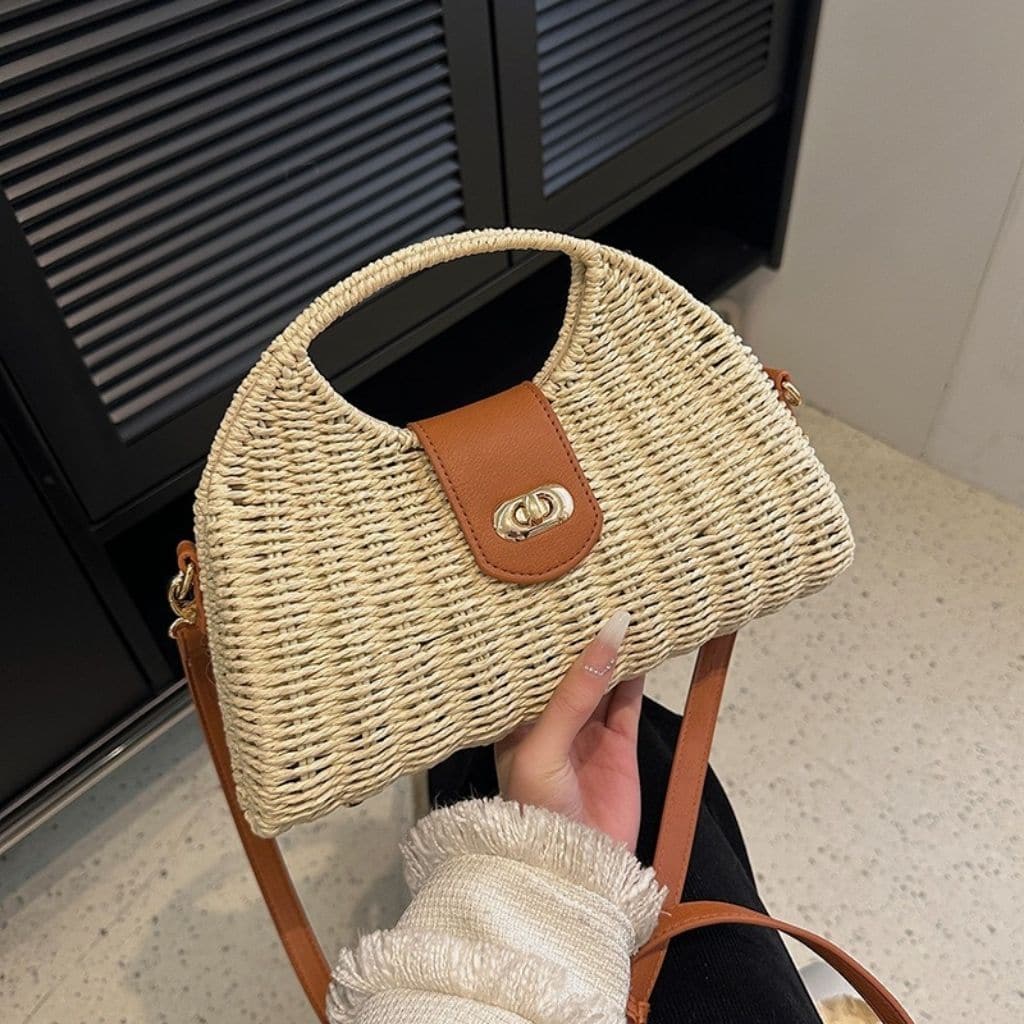 Short Handle Straw  Crossbody Bag