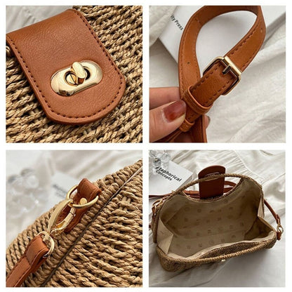 Short Handle Straw  Crossbody Bag