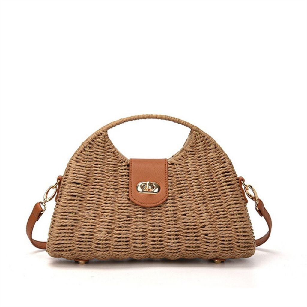 Short Handle Straw  Crossbody Bag