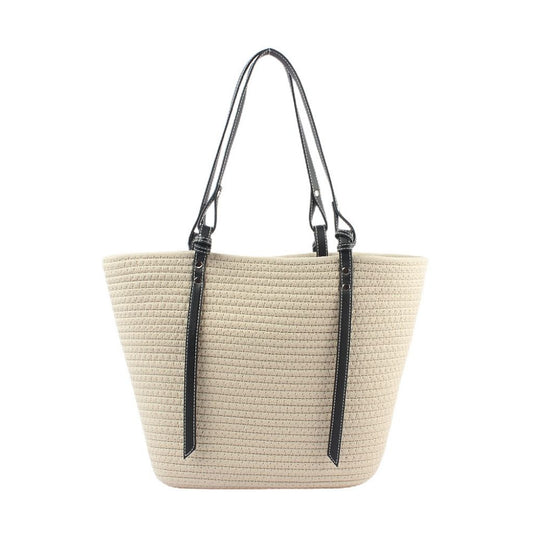 Straw Bag With Leather Handles