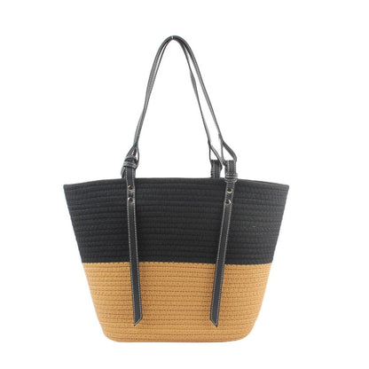 Straw Bag With Leather Handles