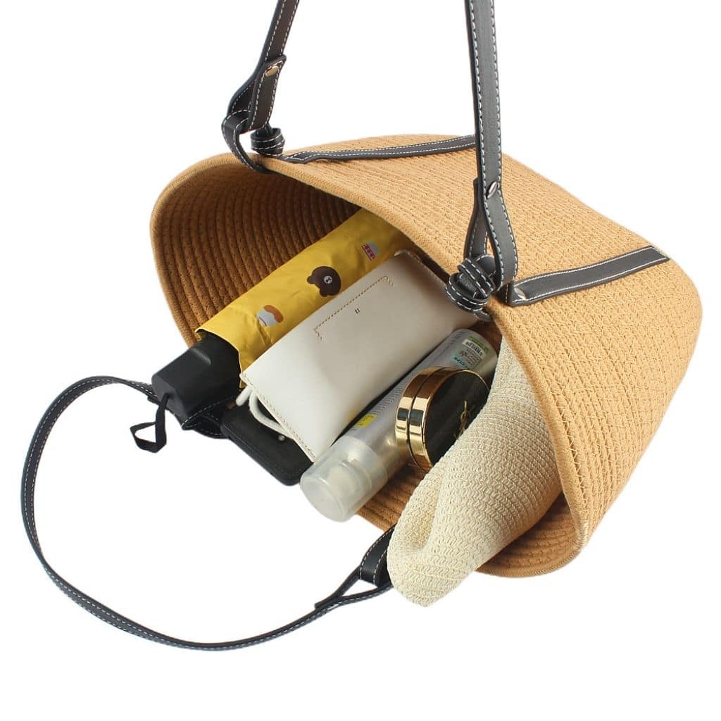 Straw Bag With Leather Handles