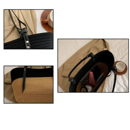 Straw Bag With Leather Handles