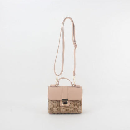 Straw Bag With Lock Flap