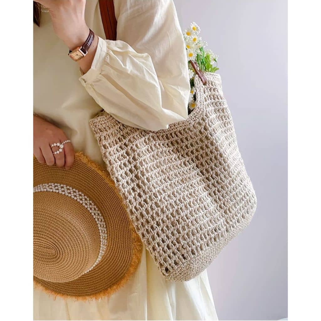 Sunflower Decor Handmade Straw Shoulder Bag