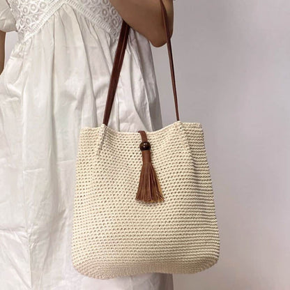 Tassel Straw Bucket Summer Bag