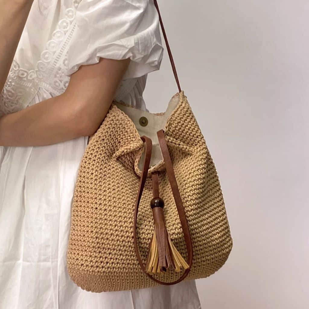 Tassel Straw Bucket Summer Bag