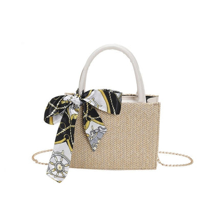 Summer Twilly Scarf Decor Straw Bag