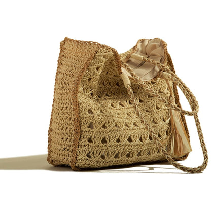 Square Tassel Straw Beach Bag